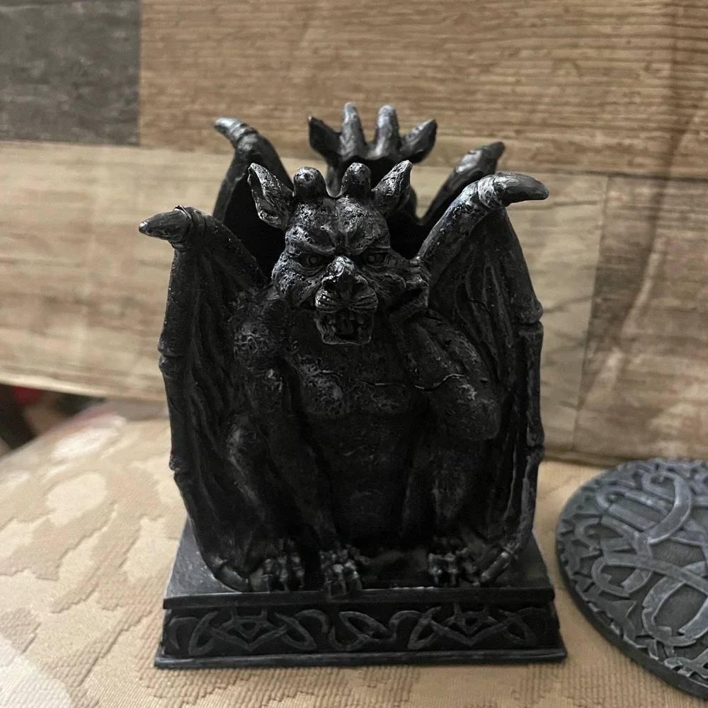 Gargoyle Gathering Coaster Set Gothic Celtic Knot Resin Stone Finish 5 Piece Set